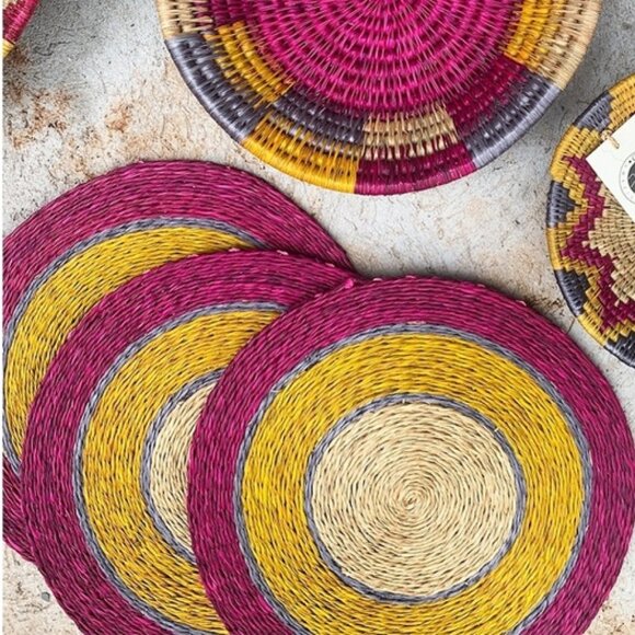 Gone Rural Swaziland Handwoven Boho Artisan Placemats Set of 4 - Picture 1 of 2